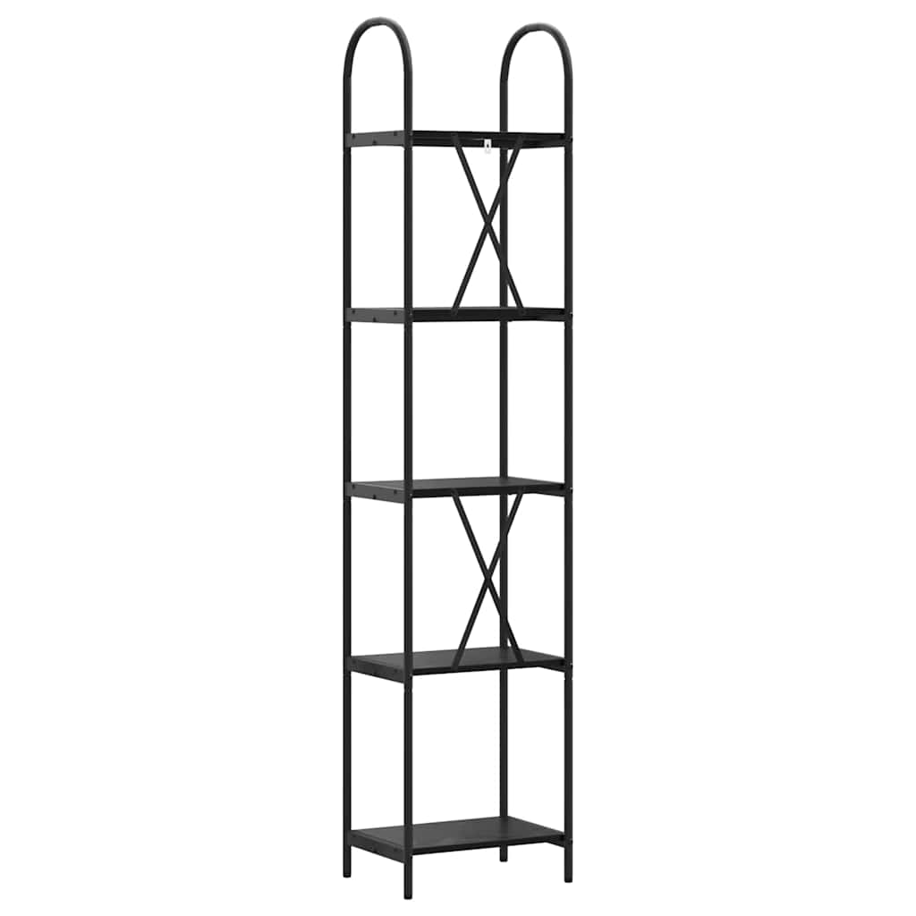 Bookshelf 5-Tier 40 x 30 x 183 cm Engineered wood Black Oak