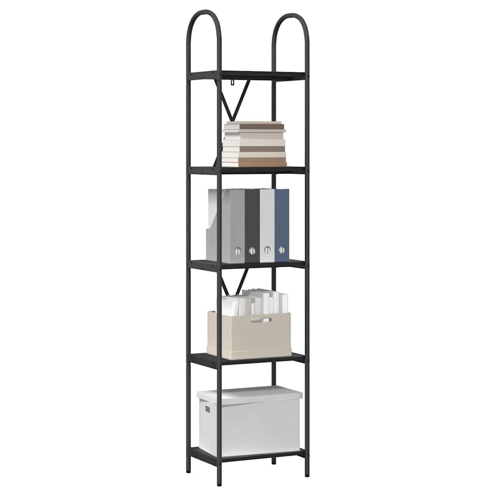 Bookshelf 5-Tier 40 x 30 x 183 cm Engineered wood Black Oak