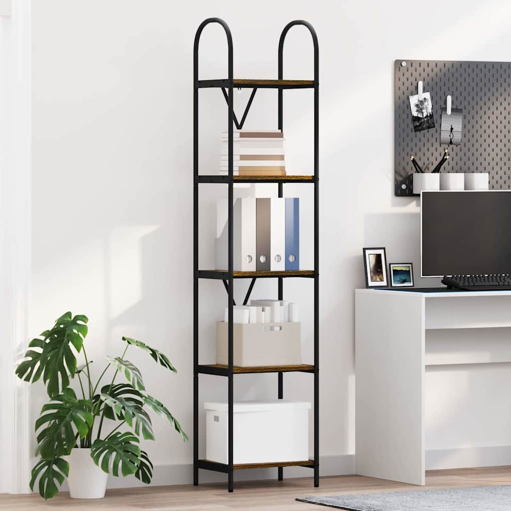 Bookshelf 5-Tier 40 x 30 x 183 cm Engineered wood Smoked Oak