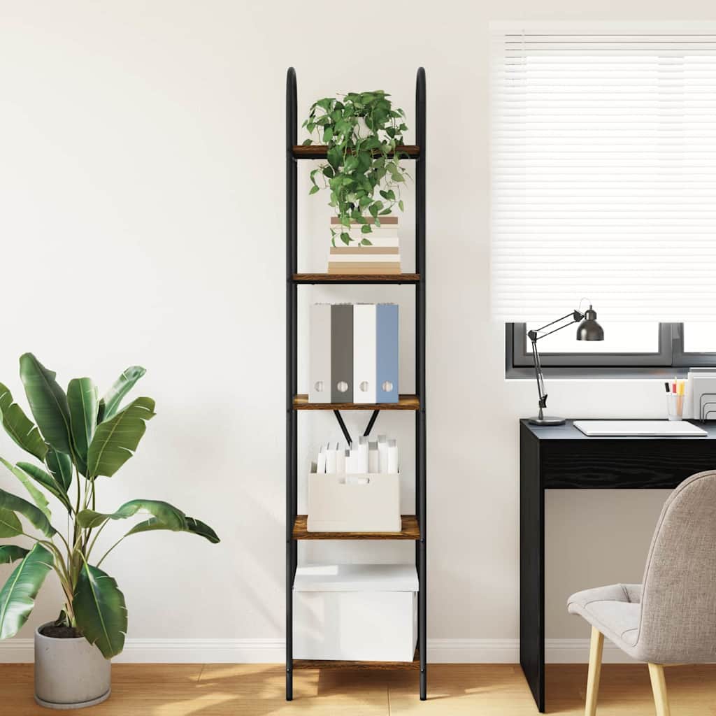Bookshelf 5-Tier 40 x 30 x 183 cm Engineered wood Smoked Oak
