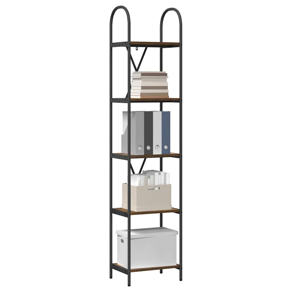 Bookshelf 5-Tier 40 x 30 x 183 cm Engineered wood Smoked Oak