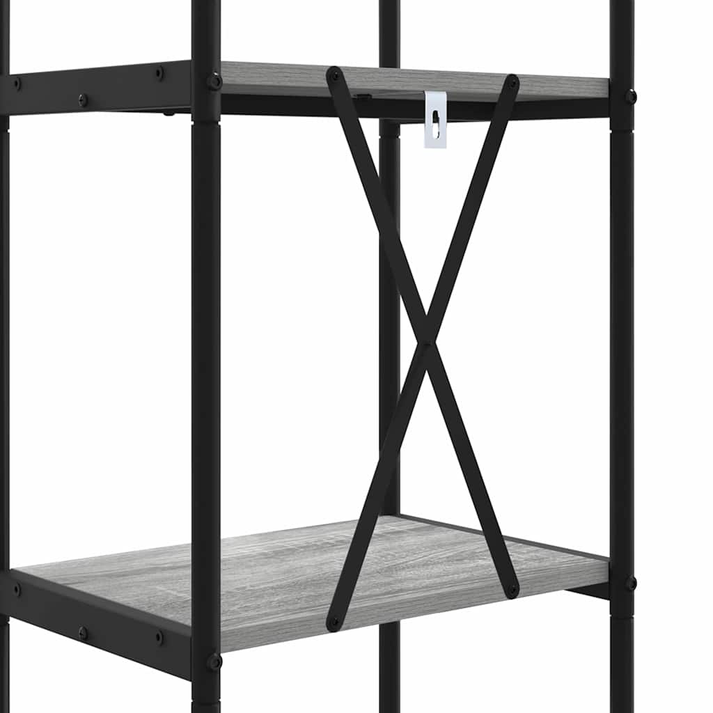 Bookshelf 5-Tier 40 x 30 x 183 cm Engineered wood Grey Sonoma