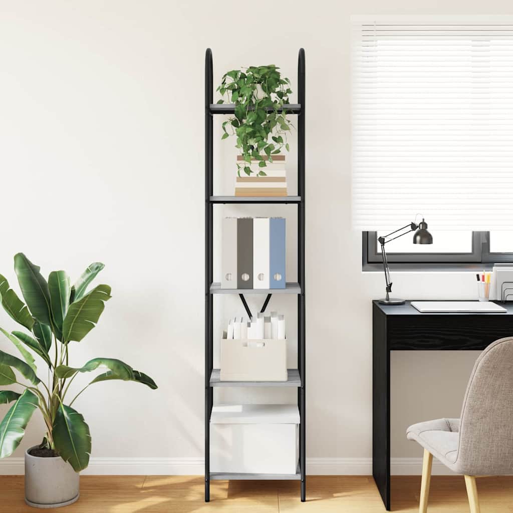 Bookshelf 5-Tier 40 x 30 x 183 cm Engineered wood Grey Sonoma