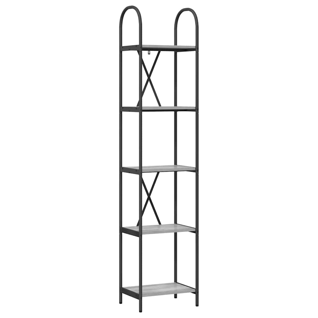 Bookshelf 5-Tier 40 x 30 x 183 cm Engineered wood Grey Sonoma