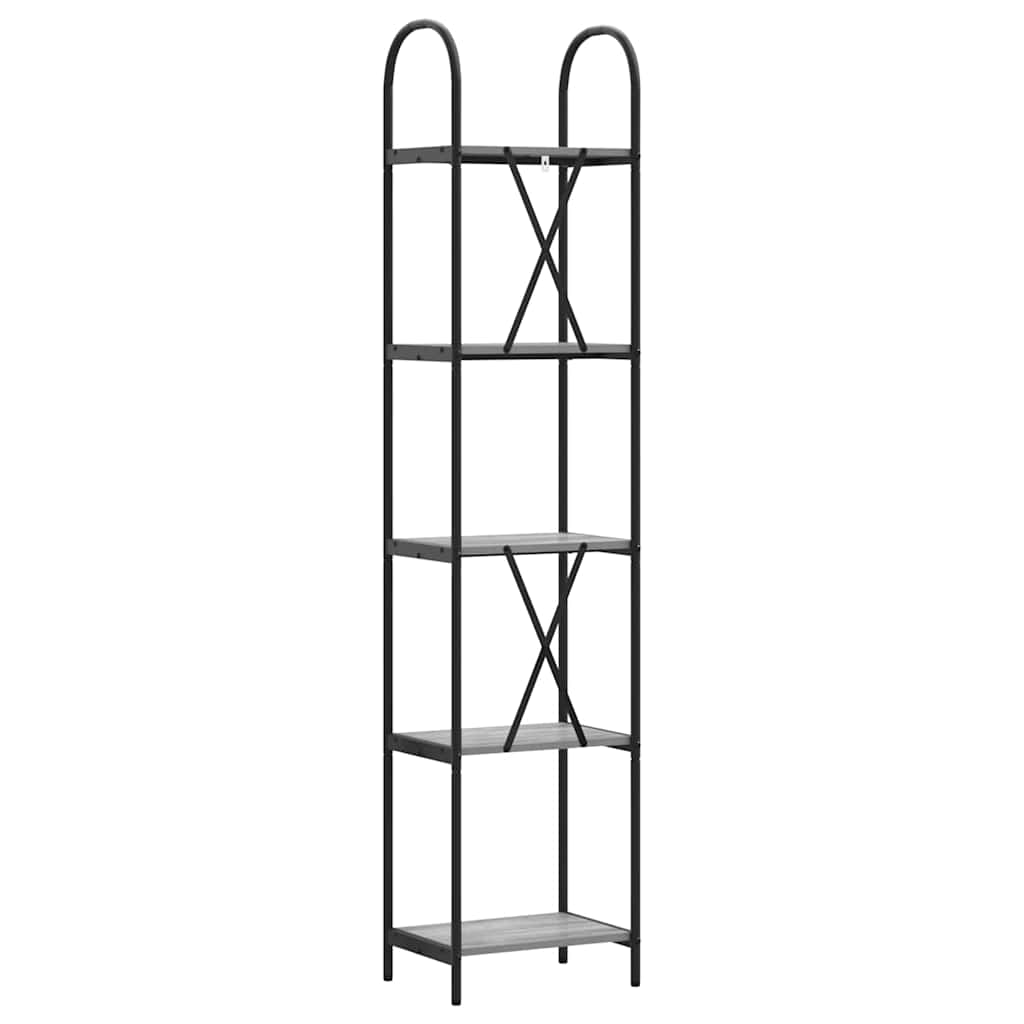 Bookshelf 5-Tier 40 x 30 x 183 cm Engineered wood Grey Sonoma