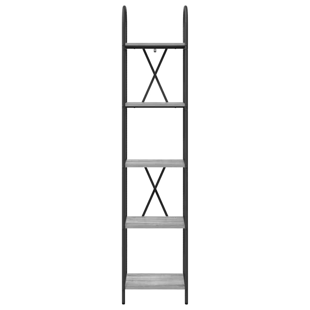 Bookshelf 5-Tier 40 x 30 x 183 cm Engineered wood Grey Sonoma