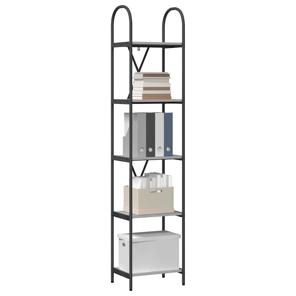 Bookshelf 5-Tier 40 x 30 x 183 cm Engineered wood Grey Sonoma