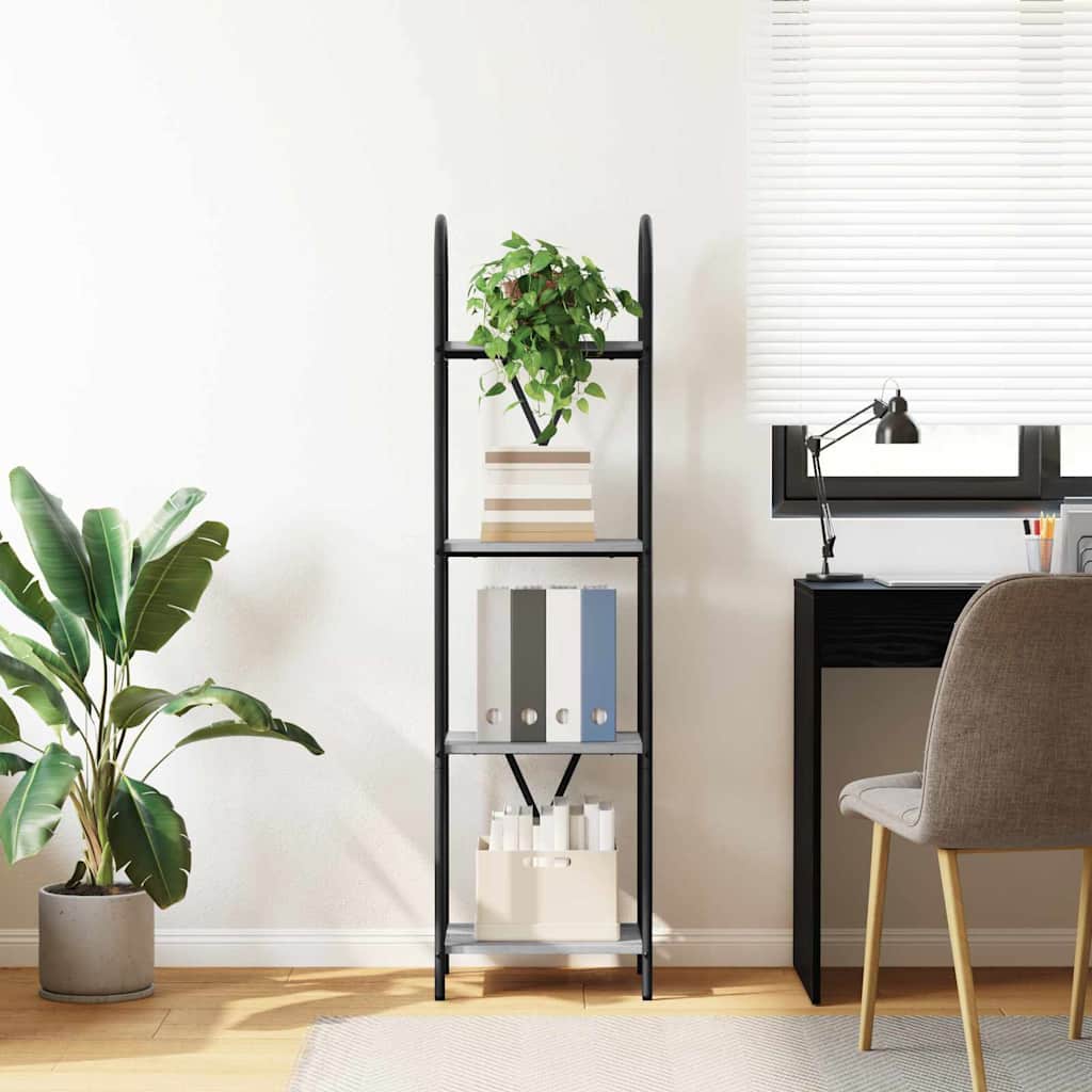 Bookshelf 4-Tier 40 x 30 x 146 cm Engineered wood Grey Sonoma