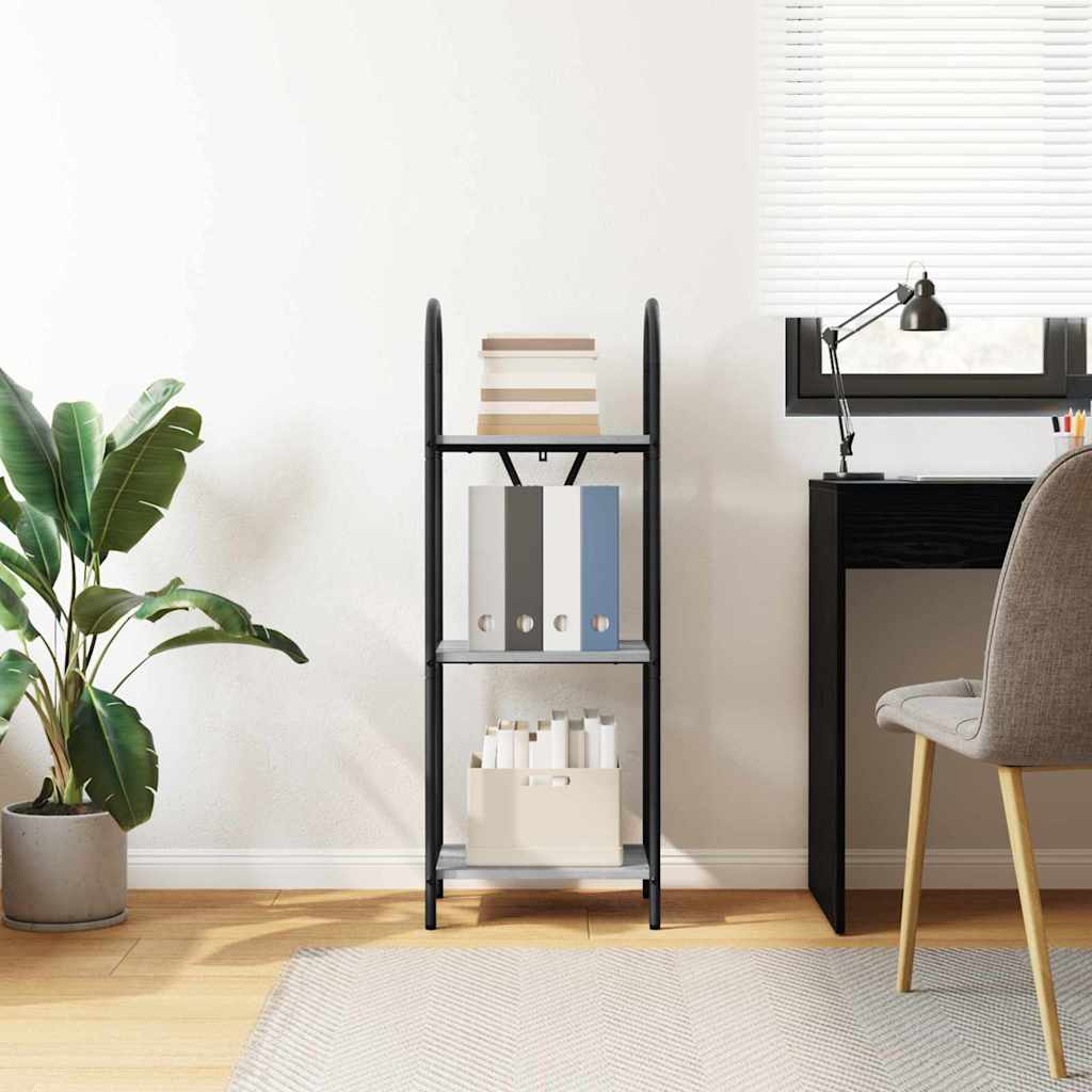 Bookshelf 3-Tier 40 x 30 x 109 cm Engineered wood Grey Sonoma