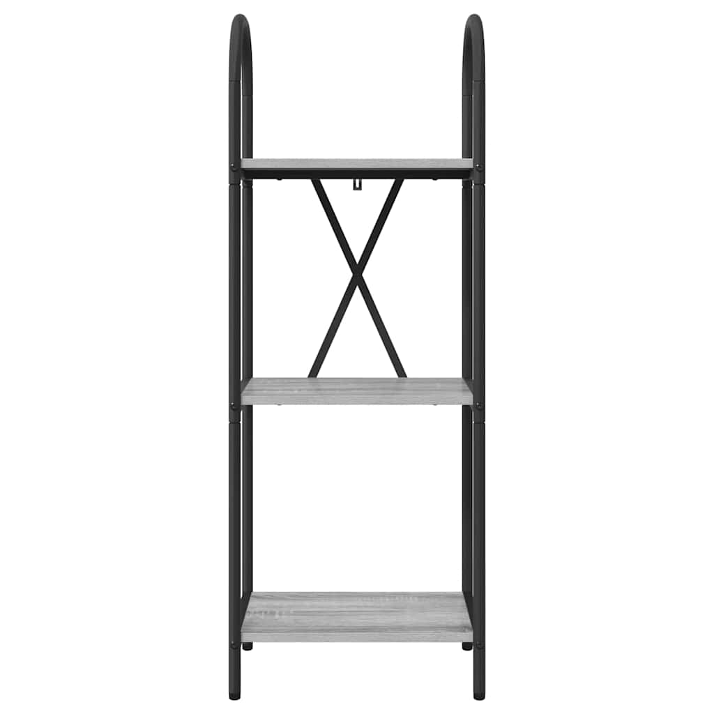 Bookshelf 3-Tier 40 x 30 x 109 cm Engineered wood Grey Sonoma