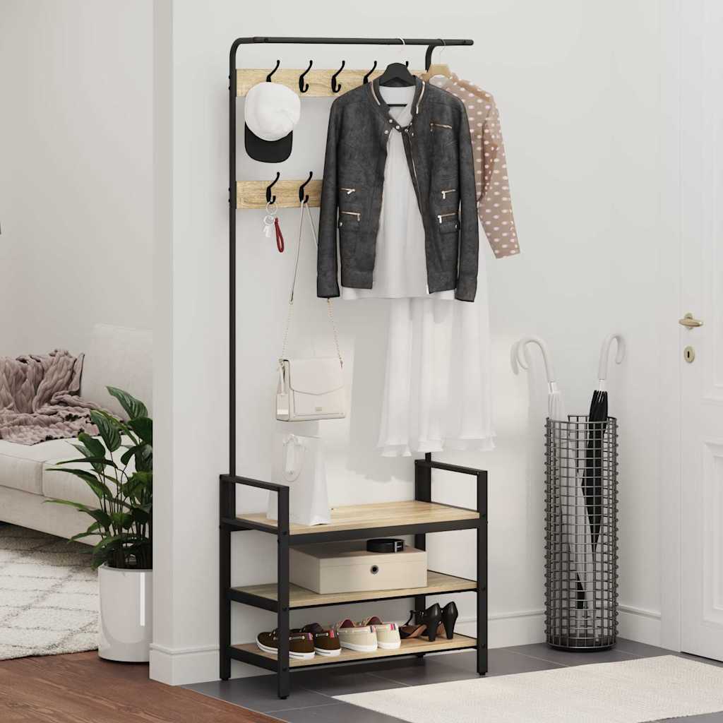 Coat Rack Sonoma Oak 75 x 34 x 184 cm Engineered wood