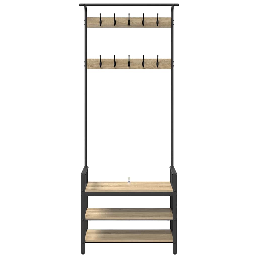Coat Rack Sonoma Oak 75 x 34 x 184 cm Engineered wood