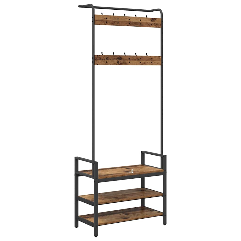 Coat Rack with Shelf Old Wood 75 x 34 x 184 cm Engineered wood