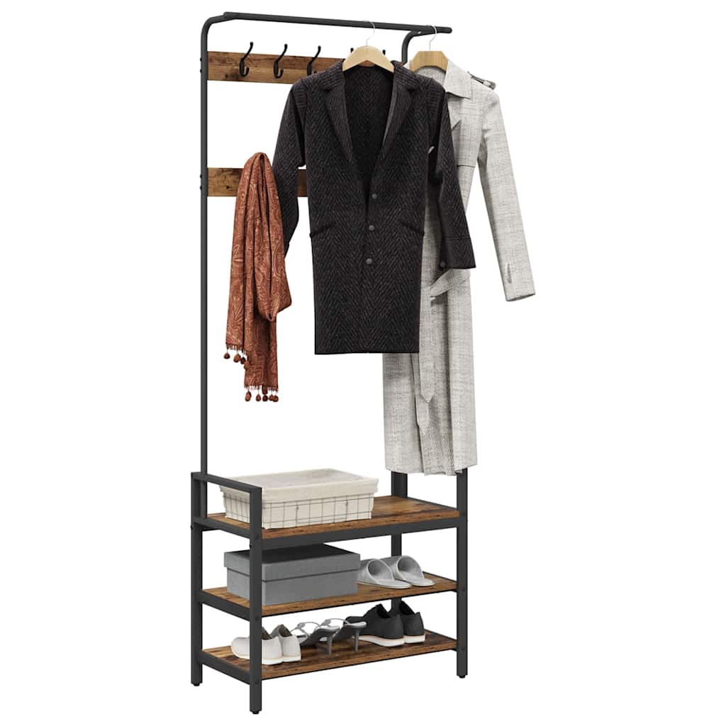Coat Rack with Shelf Old Wood 75 x 34 x 184 cm Engineered wood
