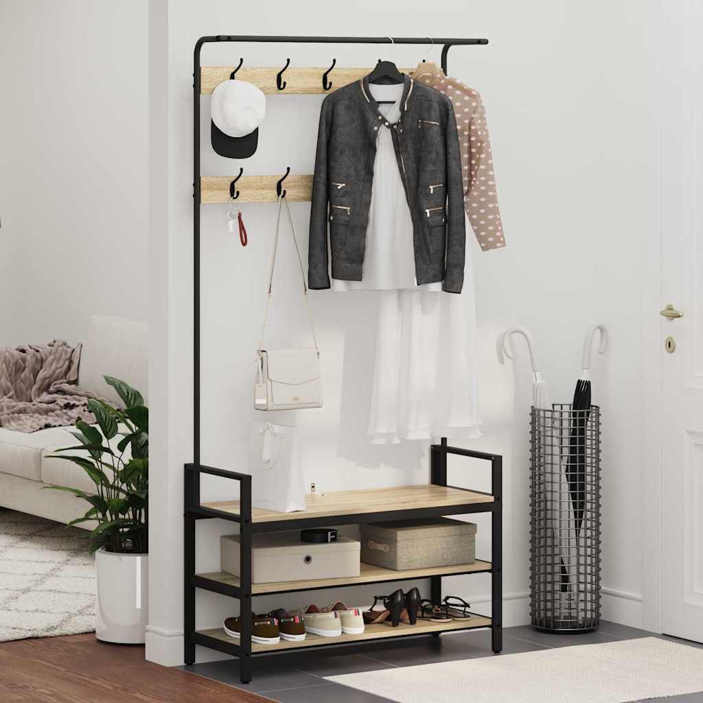 Coat Rack Sonoma Oak 95 x 34 x 184 cm Engineered wood