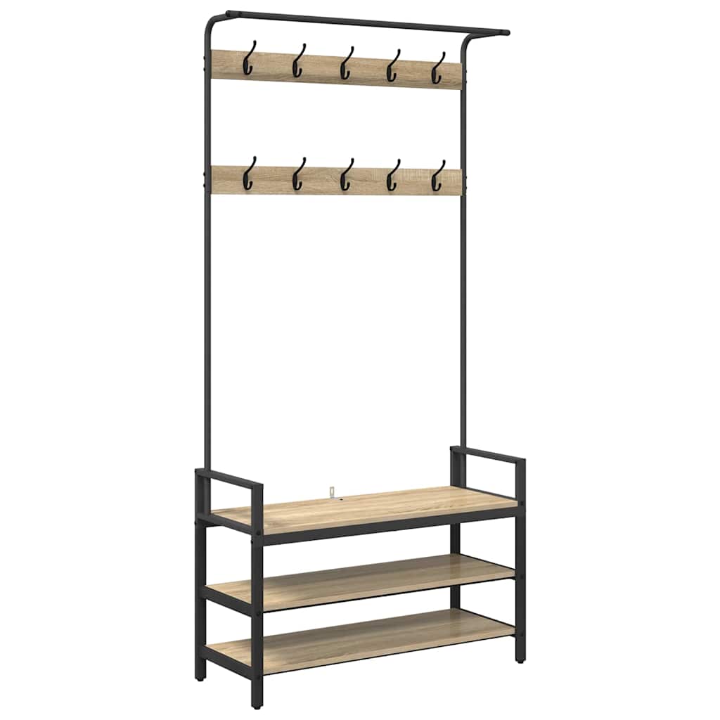 Coat Rack Sonoma Oak 95 x 34 x 184 cm Engineered wood