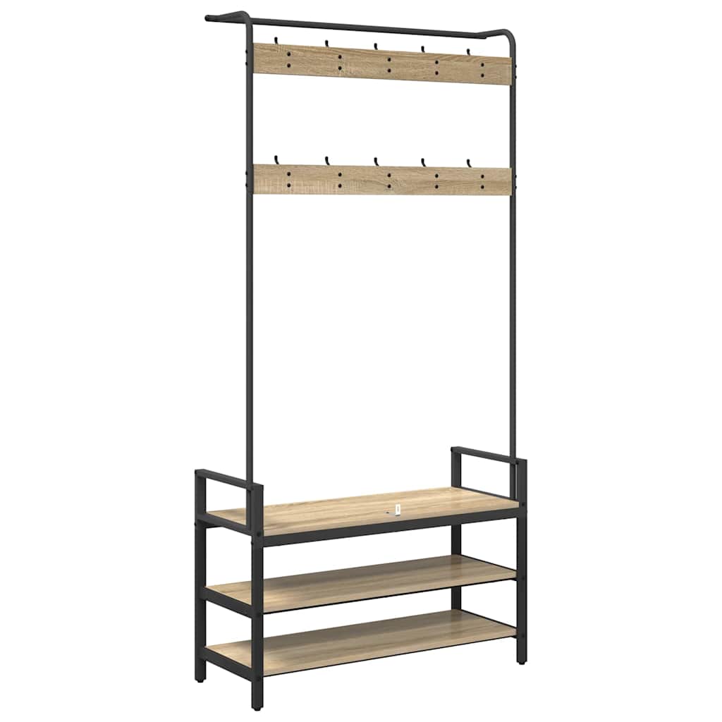 Coat Rack Sonoma Oak 95 x 34 x 184 cm Engineered wood
