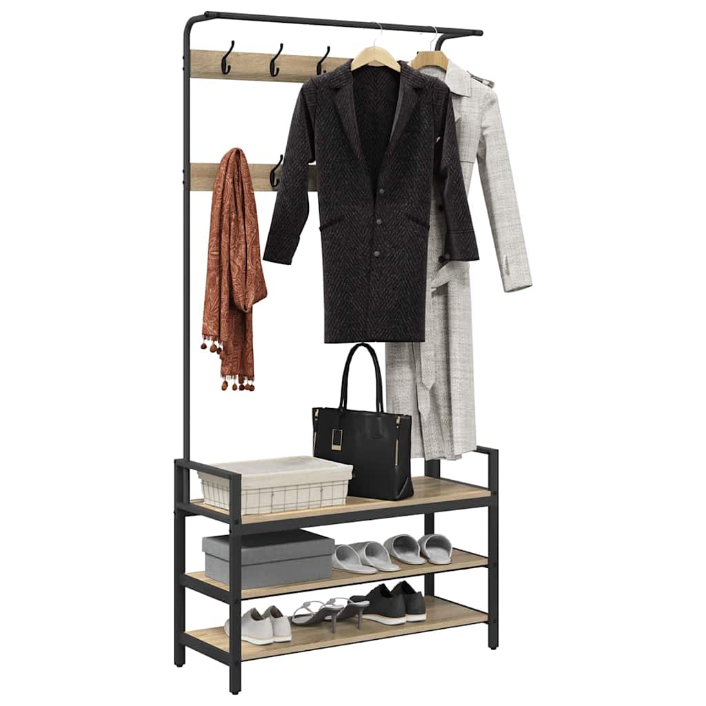 Coat Rack Sonoma Oak 95 x 34 x 184 cm Engineered wood