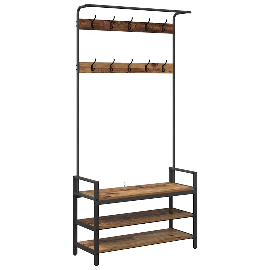 Coat Rack with Shelf Old Wood 95 x 34 x 184 cm Engineered wood