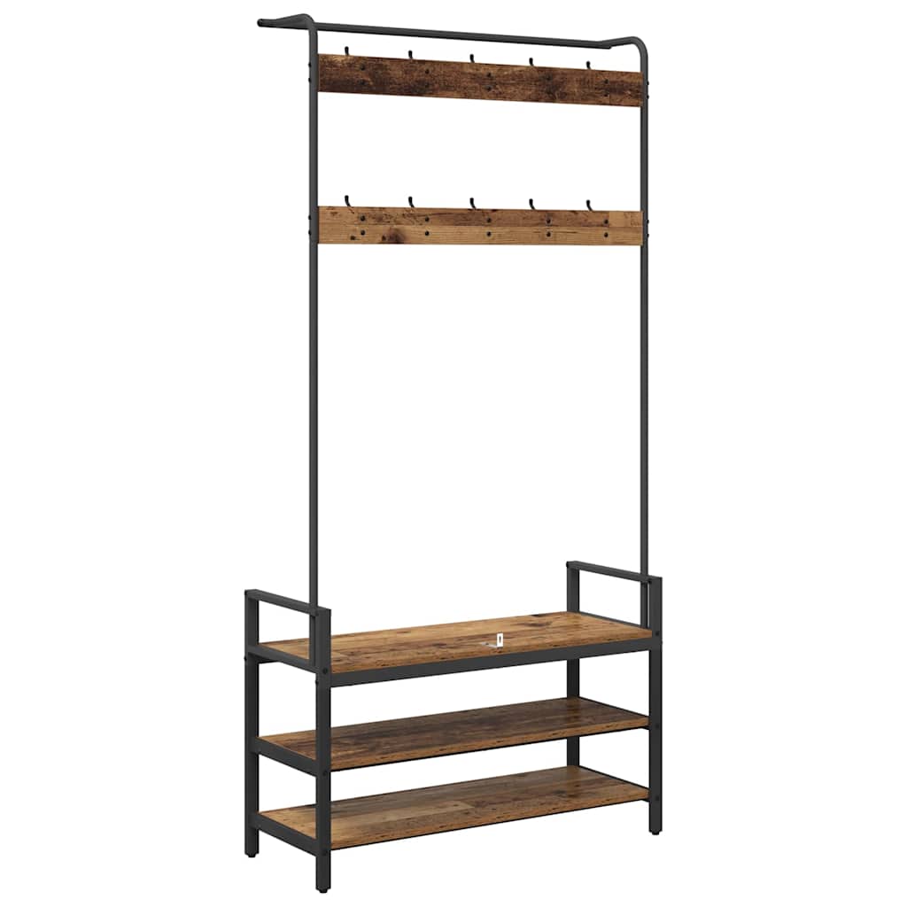 Coat Rack with Shelf Old Wood 95 x 34 x 184 cm Engineered wood