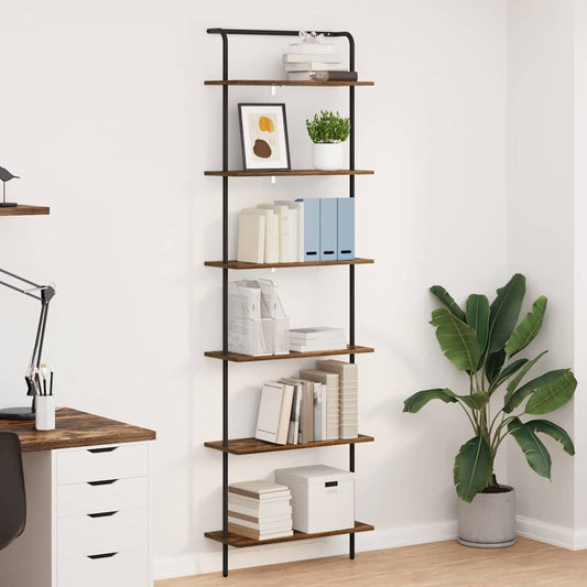 Bookshelf 6-Tier 60 x 24 x 203 cm Engineered wood Smoked Oak