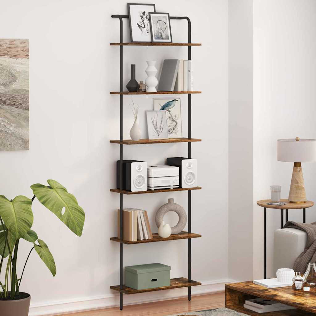 Bookshelf 6-Tier 60 x 24 x 203 cm Engineered wood Smoked Oak