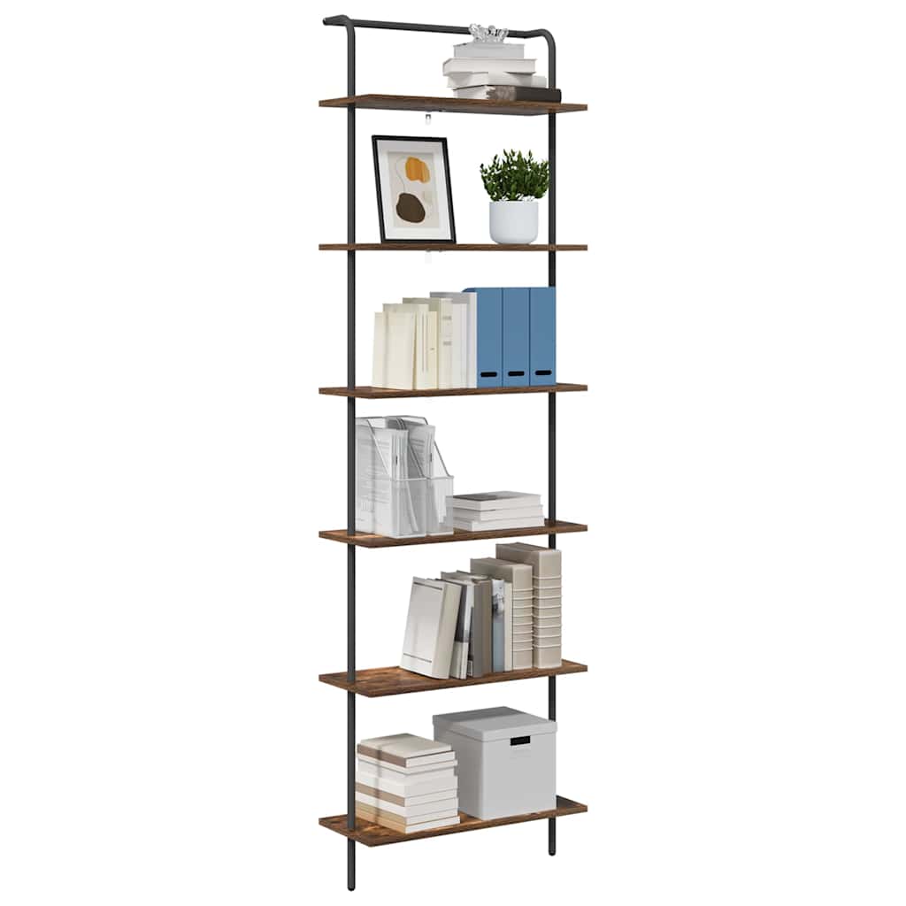 Bookshelf 6-Tier 60 x 24 x 203 cm Engineered wood Smoked Oak