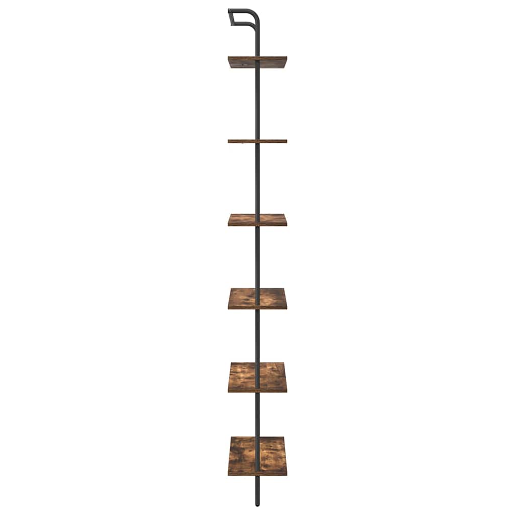 Bookshelf 6-Tier 60 x 24 x 203 cm Engineered wood Smoked Oak