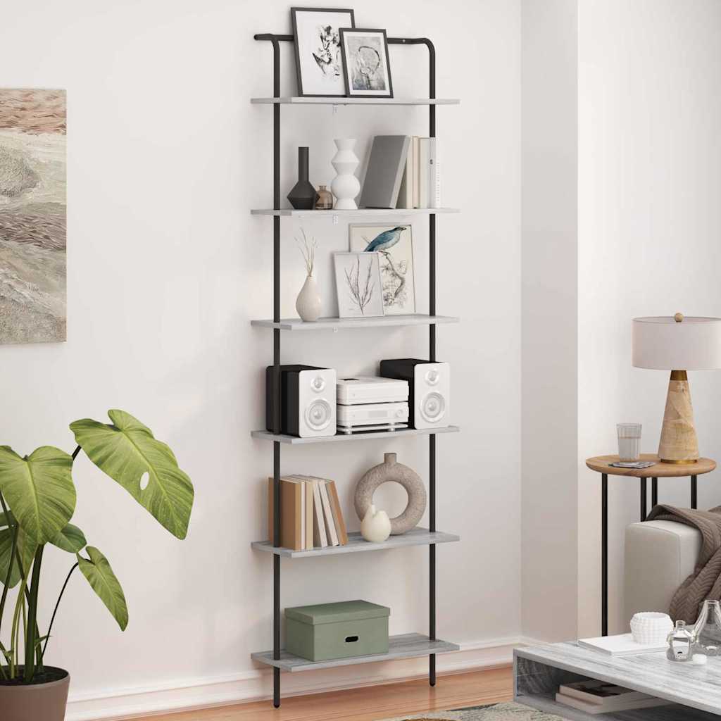 Bookshelf Grey Sonoma 60 x 24 x 203 cm Engineered wood