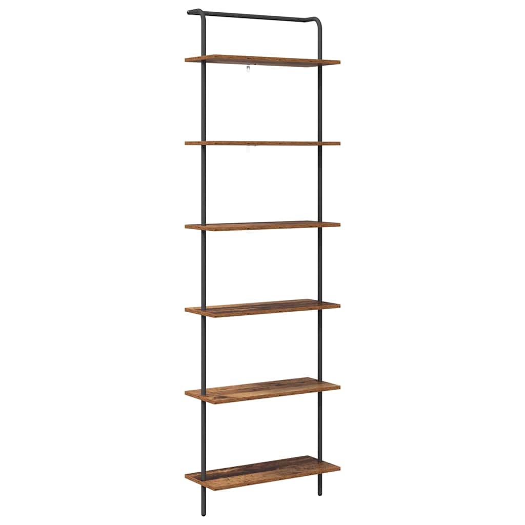 Bookshelf 6-Tier 60 x 24 x 203 cm Engineered wood Old Wood