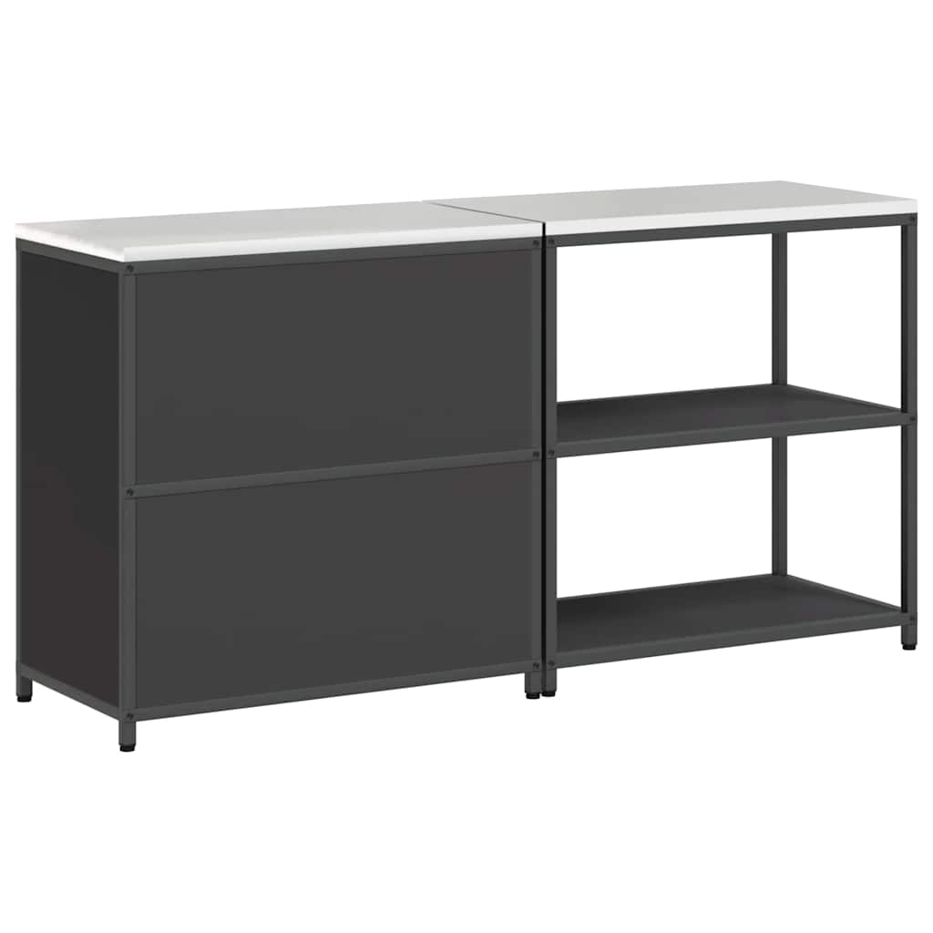 Kitchen Storage Set with Shelf 2 pcs Black Cold-rolled Steel