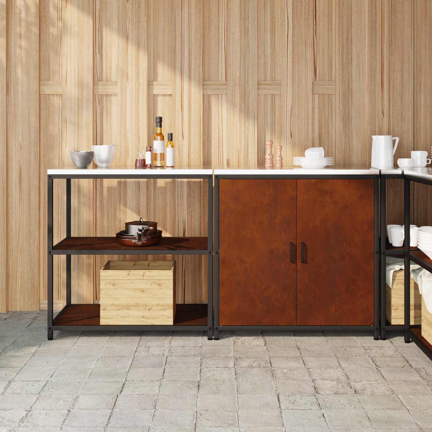 Kitchen Storage Set HATTEM 2 pcs Rusty Steel
