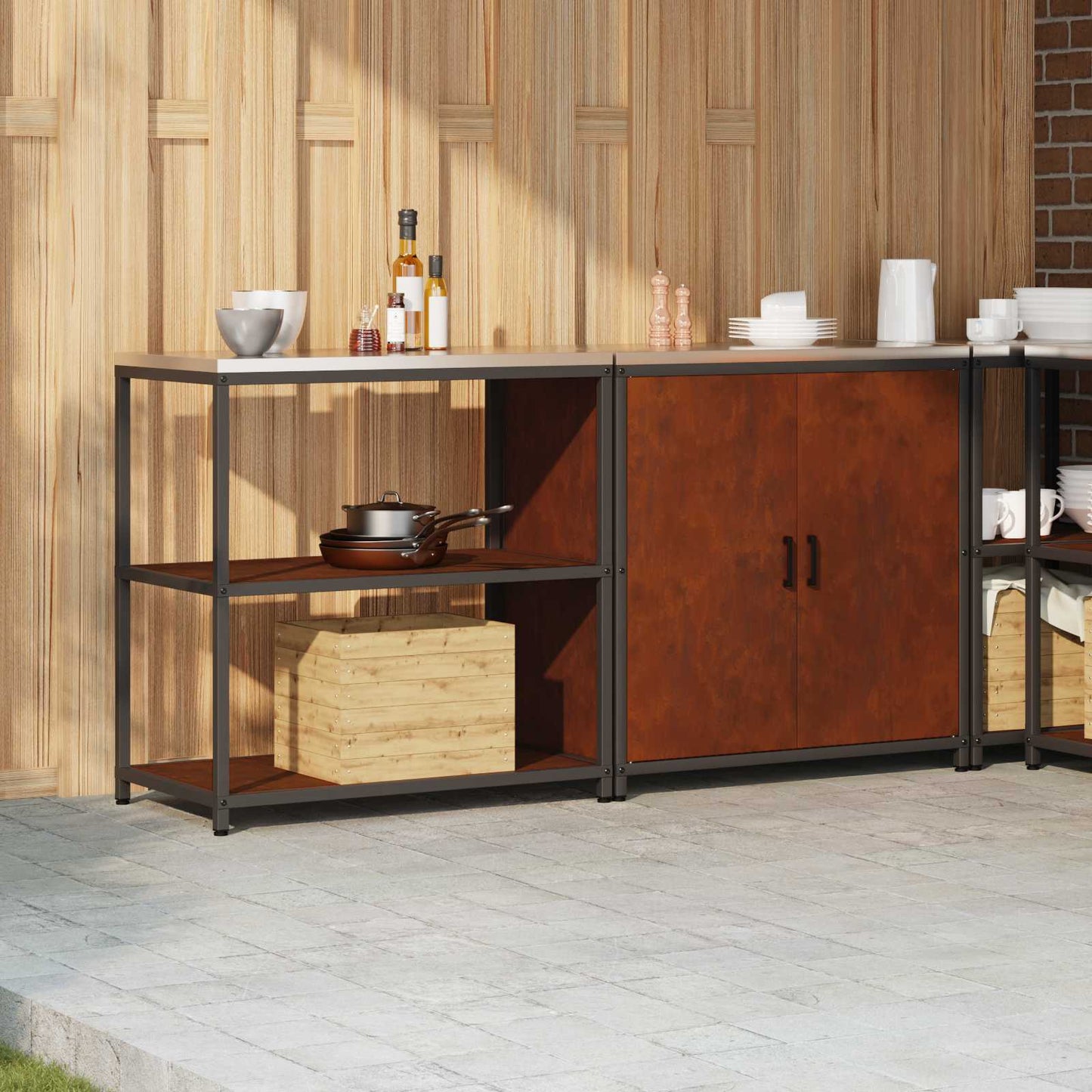 Kitchen Storage Set HATTEM 2 pcs Rusty Steel