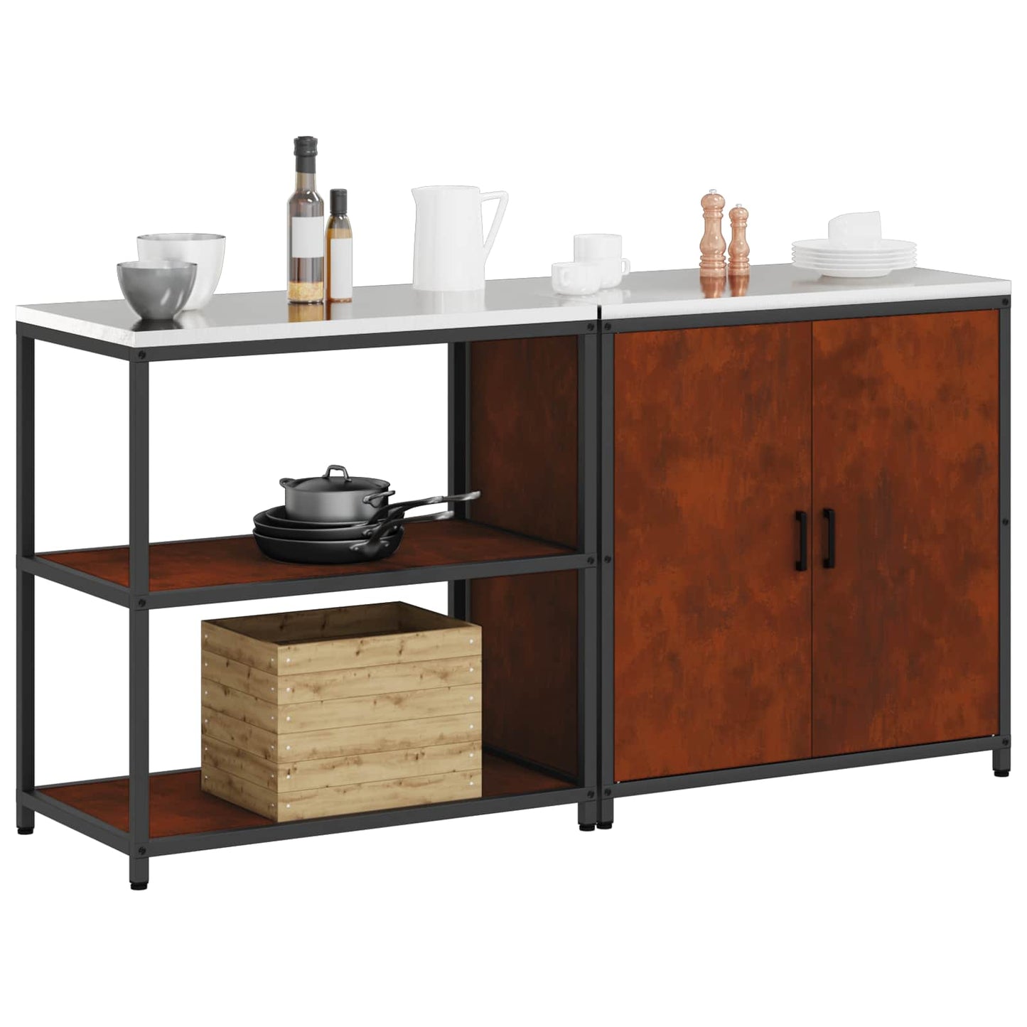 Kitchen Storage Set HATTEM 2 pcs Rusty Steel