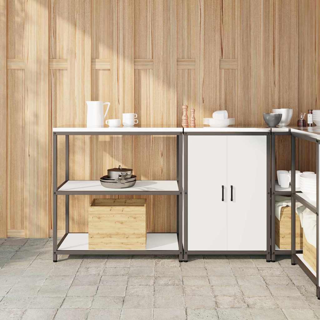 Kitchen Storage Set with Shelf 2 pcs White Cold-rolled Steel