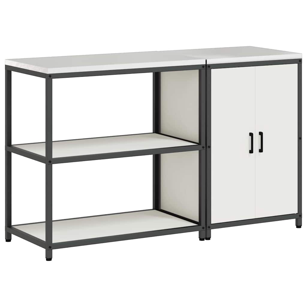 Kitchen Storage Set with Shelf 2 pcs White Cold-rolled Steel