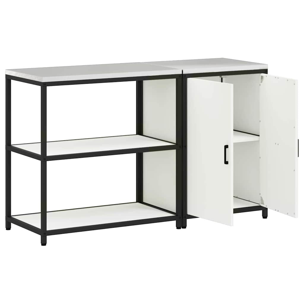 Kitchen Storage Set with Shelf 2 pcs White Cold-rolled Steel