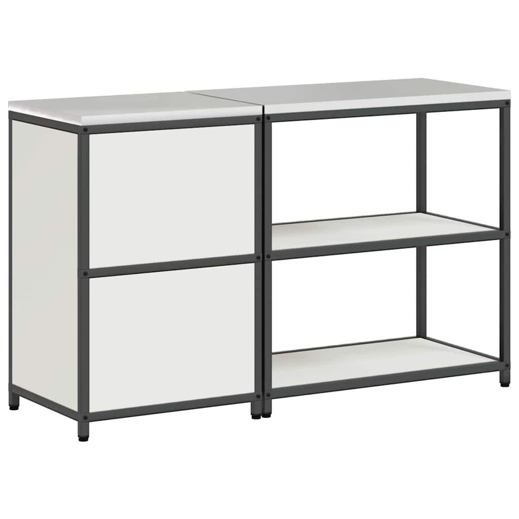 Kitchen Storage Set with Shelf 2 pcs White Cold-rolled Steel