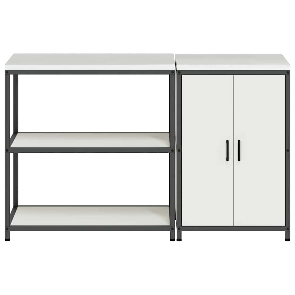 Kitchen Storage Set with Shelf 2 pcs White Cold-rolled Steel