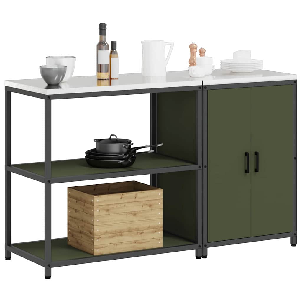 Kitchen Storage Set HATTEM 2 pcs Olive Green Cold-rolled Steel