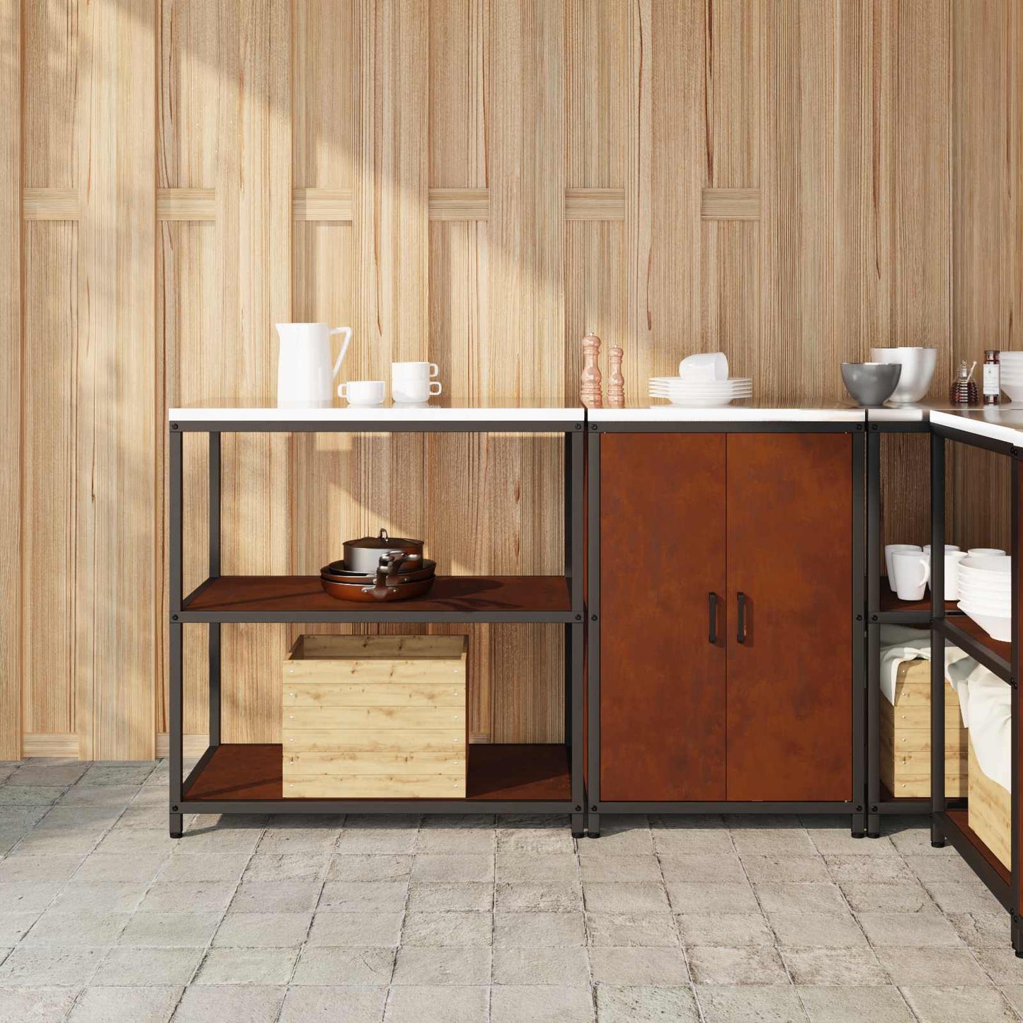 Kitchen Storage Set HATTEM 2 pcs Rusty Steel