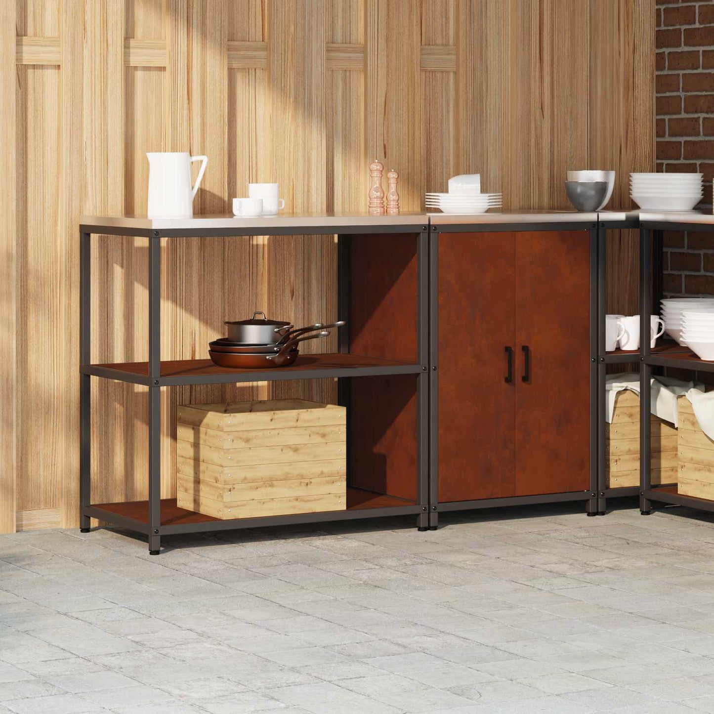 Kitchen Storage Set HATTEM 2 pcs Rusty Steel