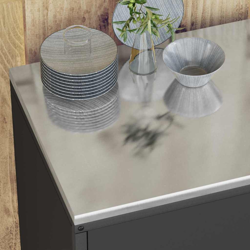 Kitchen Storage Set with Shelf 3 pcs Black Cold-rolled Steel