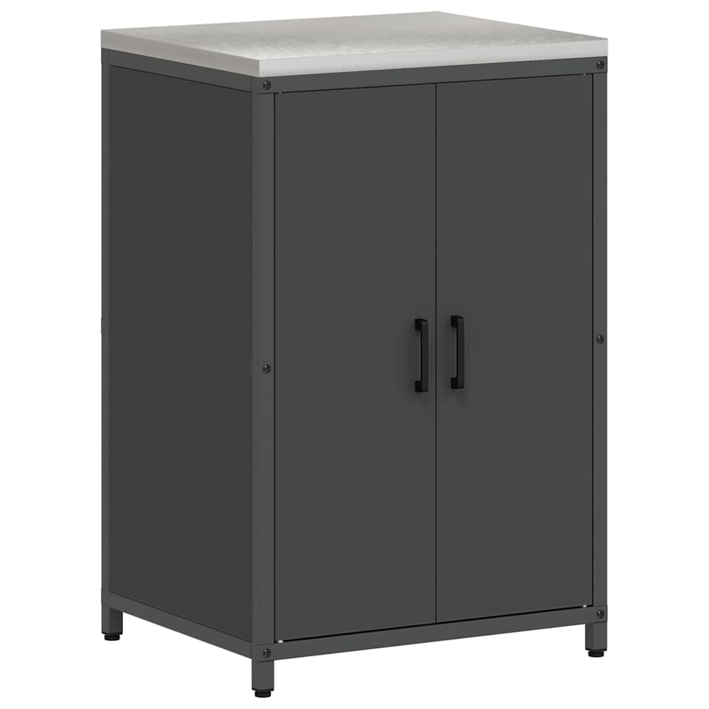 Kitchen Storage Set with Shelf 3 pcs Black Cold-rolled Steel