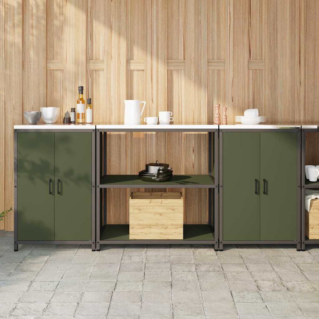 Kitchen Storage Set 3 pcs Olive Green Cold-rolled Steel