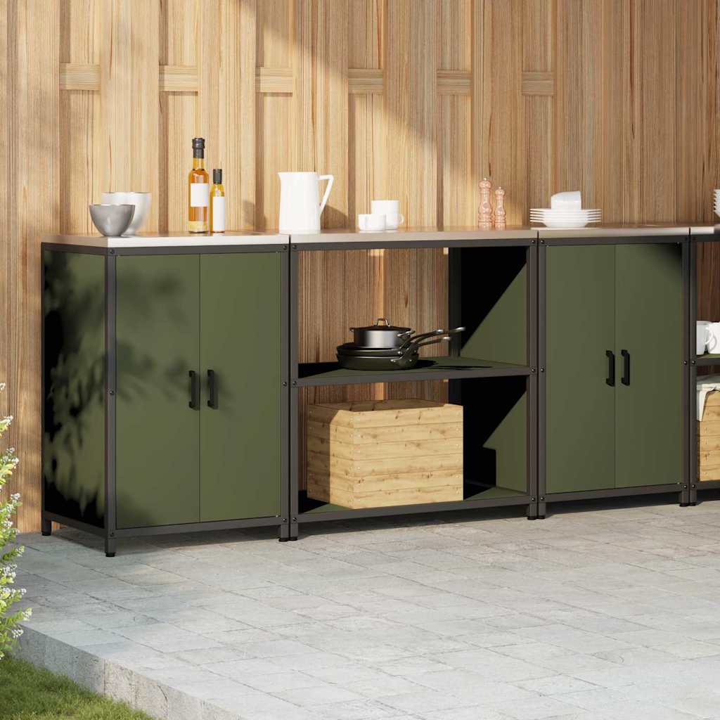 Kitchen Storage Set 3 pcs Olive Green Cold-rolled Steel