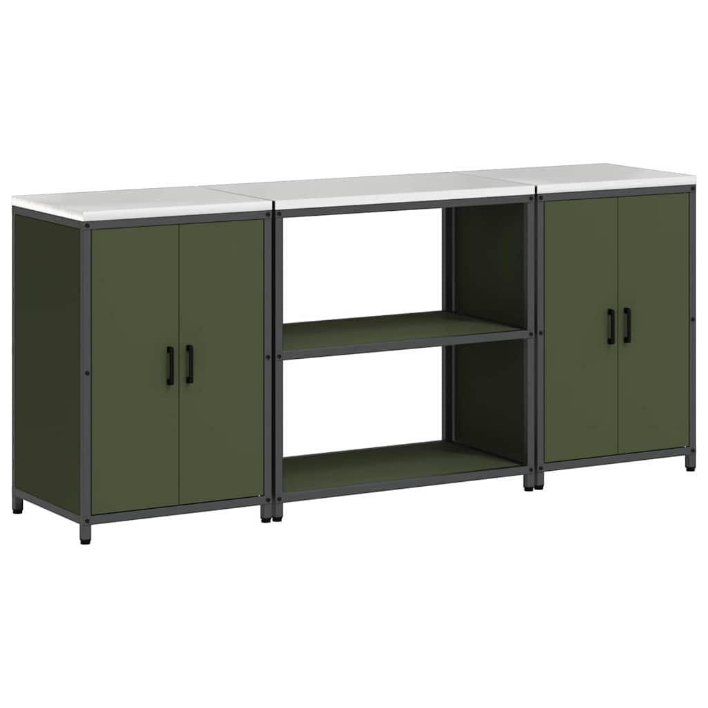 Kitchen Storage Set 3 pcs Olive Green Cold-rolled Steel