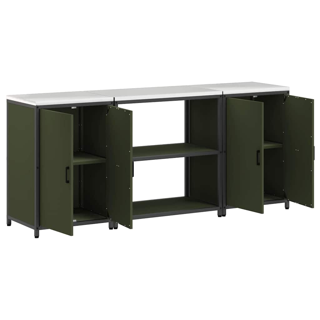 Kitchen Storage Set 3 pcs Olive Green Cold-rolled Steel