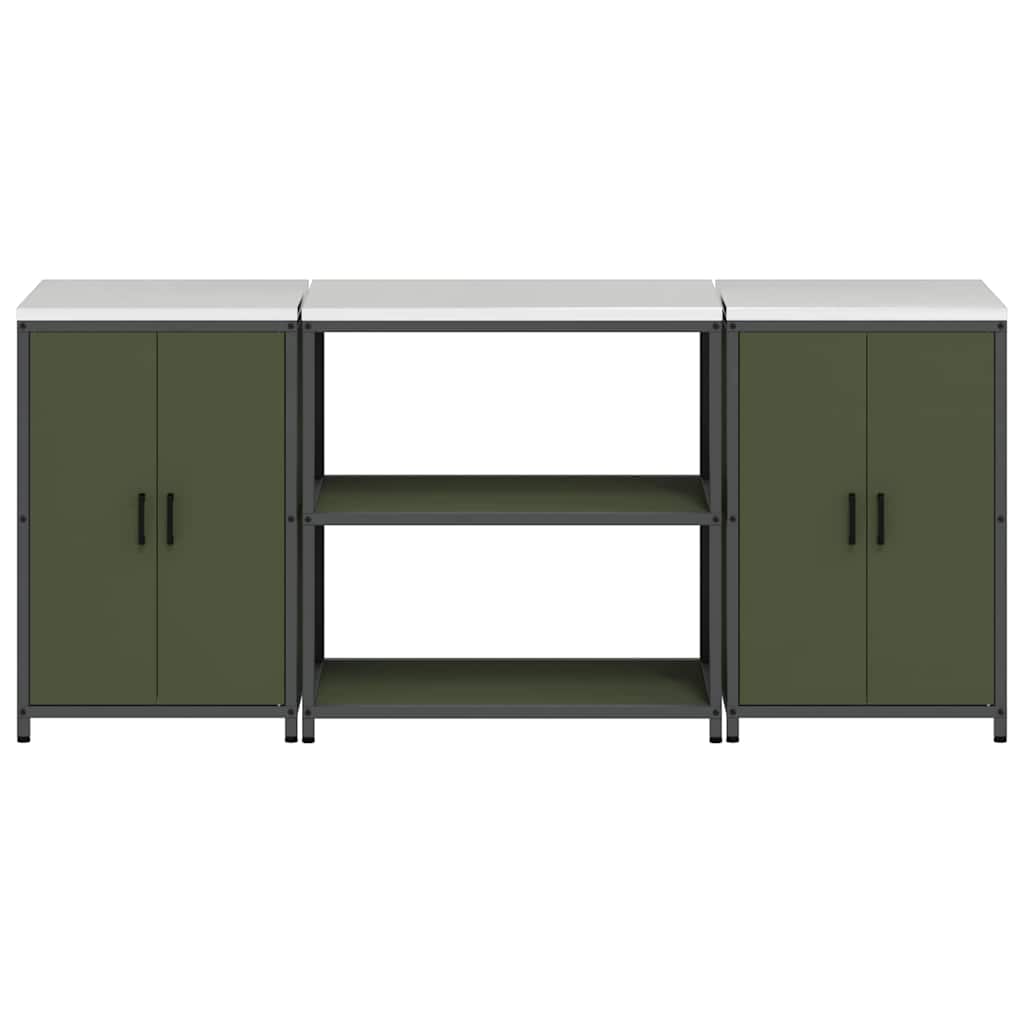 Kitchen Storage Set 3 pcs Olive Green Cold-rolled Steel