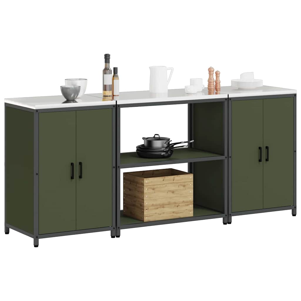 Kitchen Storage Set 3 pcs Olive Green Cold-rolled Steel